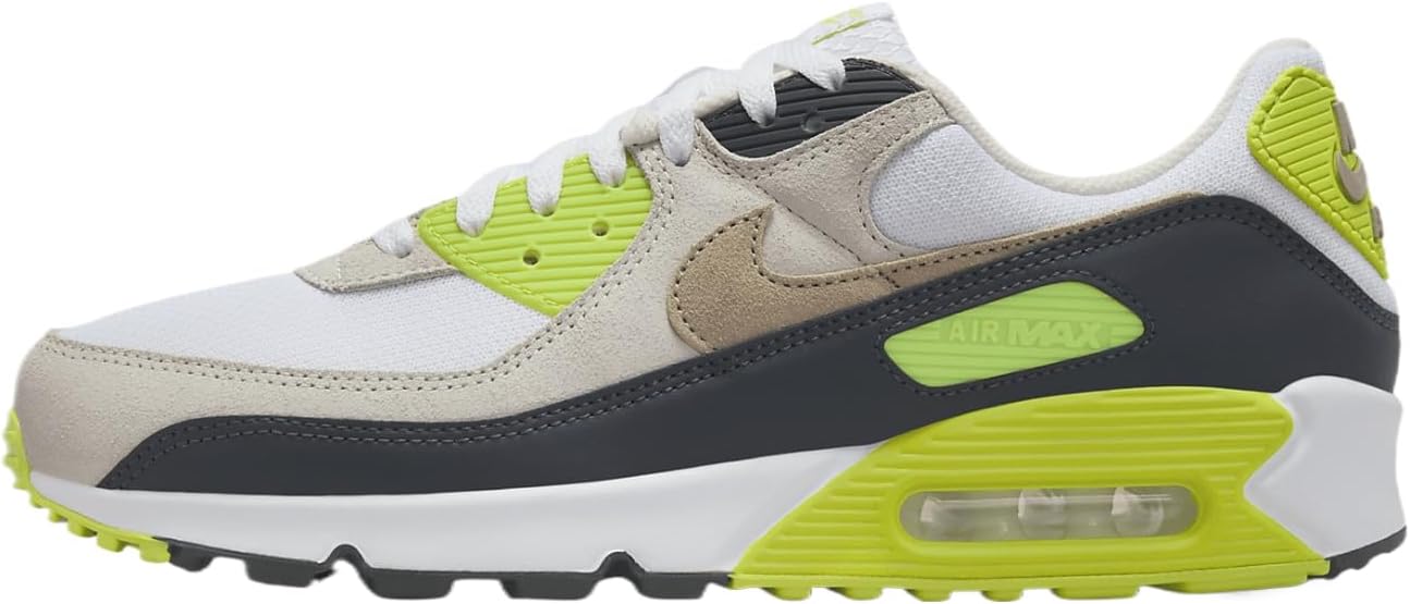 Nike Air Max 90 Men's Shoes (DM0029-107, White/Cyber/Dark Smoke Grey/Khaki) Size 7