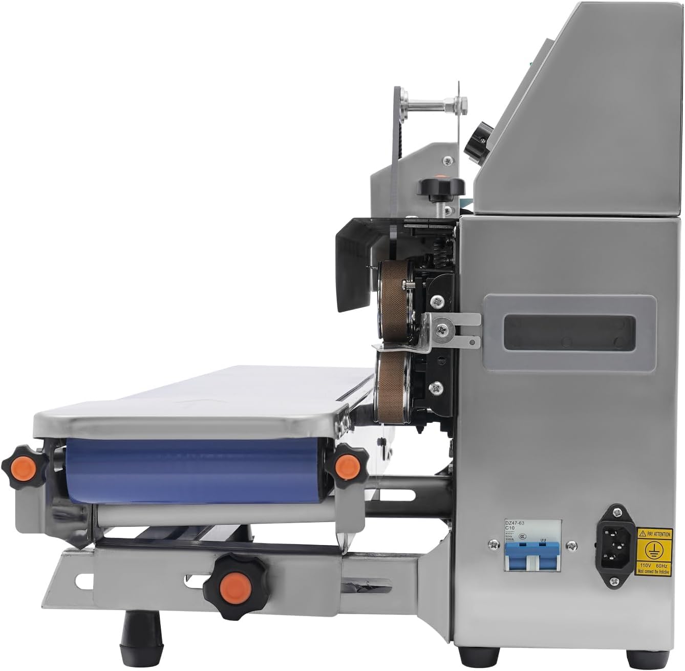 Sigillatrice Orizzontale Automatica per Sacchetti - Macchina Termosaldatrice Commerciale da 750 W A Riscaldamento Continuo per Uso Industriale, Sigillatrice A Nastro Silver