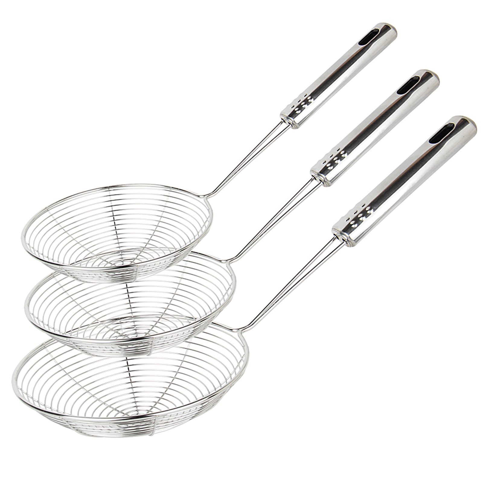 Spider Strainer Mesh Strainer, Swify Set of 3 Stainless Steel Net Skimmer Mesh Ladle for Kitchen Food and Vegetable, Mesh Colander in Different Size-30.5 cm, 32 cm, 35 cm