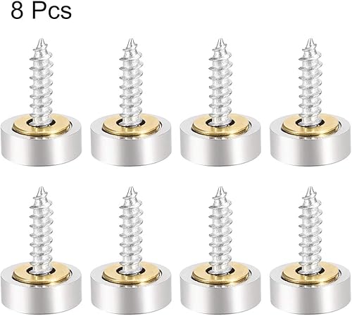 Miniatura 17 de uxcell Tornillos de espejo tapas decorativas cubierta clavos acero inoxidable pulido 0.984 in 8pcs