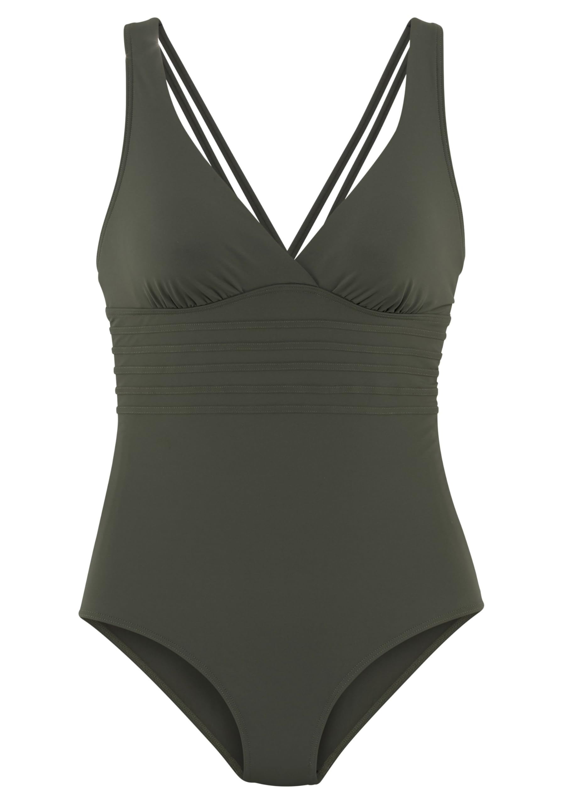 Lascana Damen Badeanzug gekreuzte Träger, Shaping-Einsatz für eine schlanke Figur, softe Microfaser-Qualität für Komfort