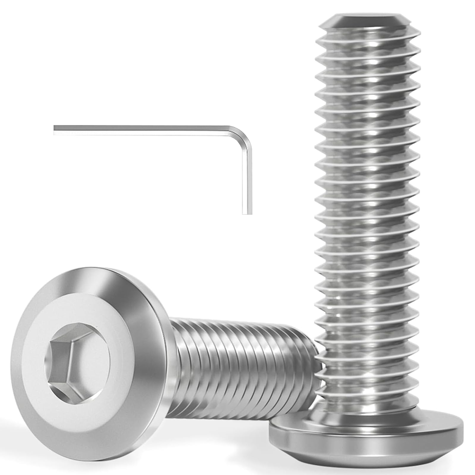 20 Stück M6x12 Schrauben, Flachkopfschrauben, Edelstahl A2 V2A, Innensechskant, Vollgewinde, mit Innensechskantschlussel