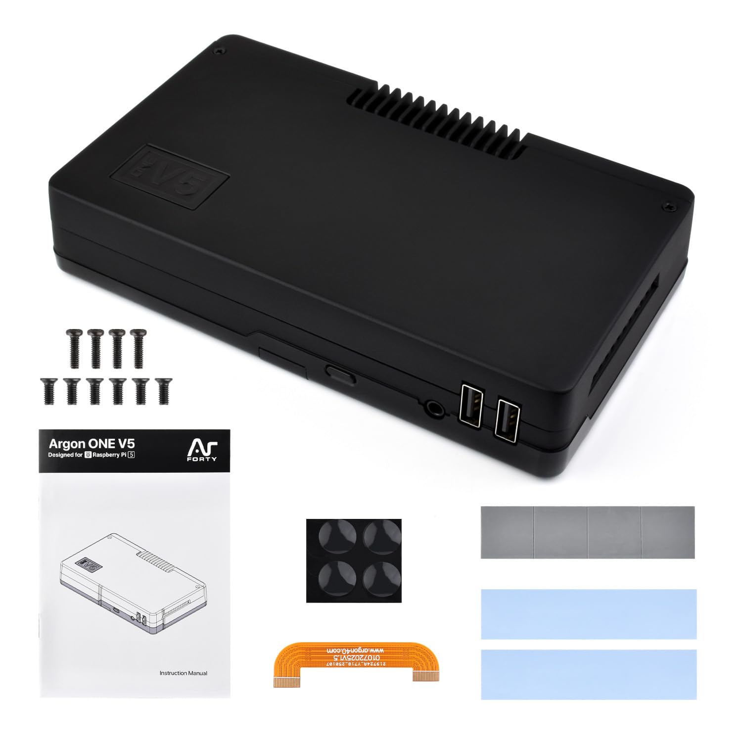 Waveshare ARGON ONE V5 Case For Raspberry Pi 5, Dual M.2 NVMe PCIe Slots, Aluminum Alloy Case, Built-in Cooling Fan, Compatible With Standard Raspberry Pi HATs