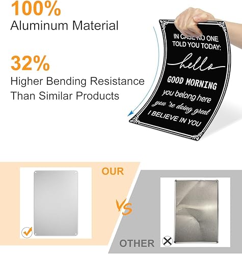 Miniatura 4 de Letrero de metal inspirador de 8 x 12 pulgadas, arte de pared con cita motivacional, en caso de que nadie te haya dicho hoy, letreros de aula,