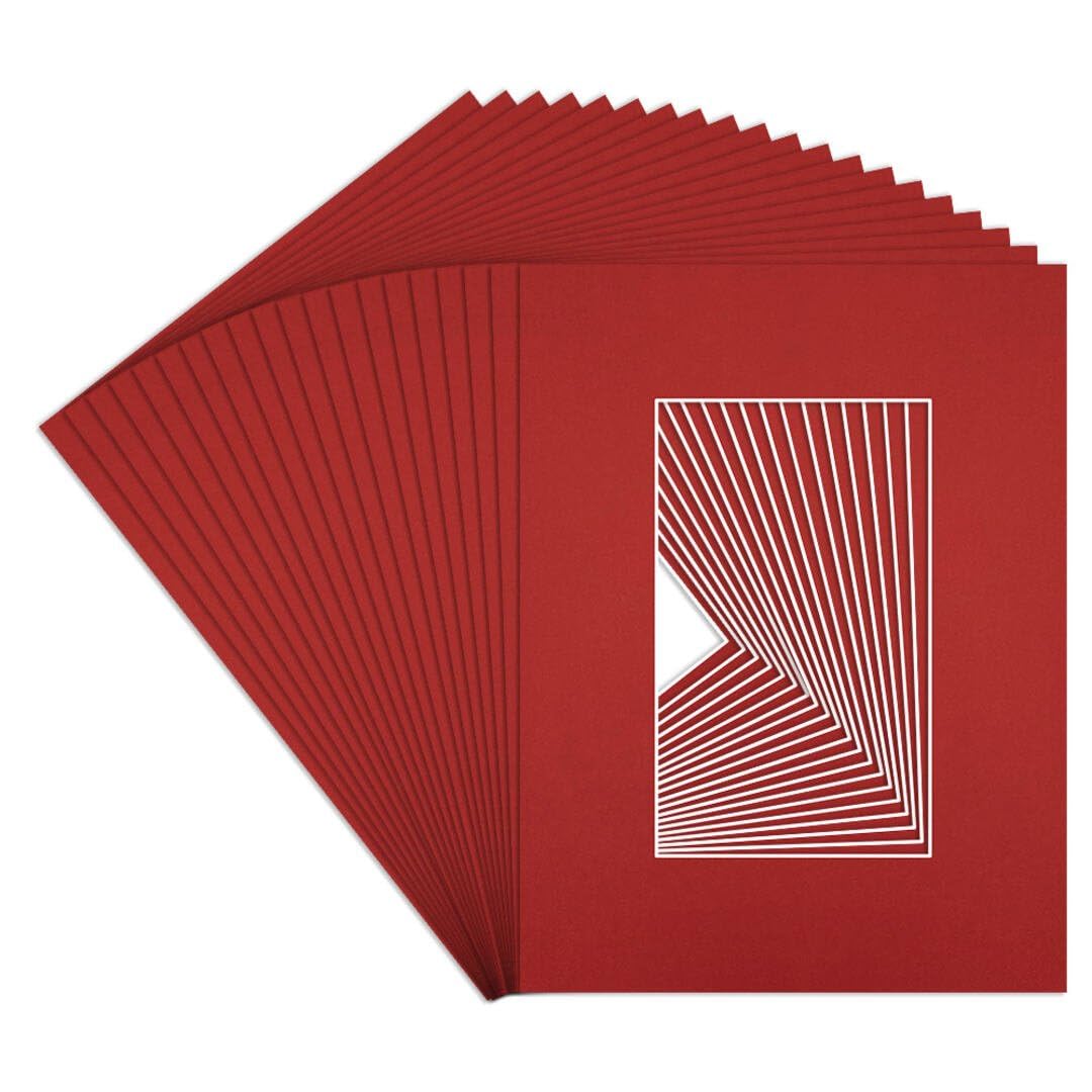 Procut Global 8x6" Crimson Picture Mounts to Fit 5x3" Aperture - Precision Cut Cardboard Photo Mount - Ideal for Frames, Prints, Artwork & Certificates - Sizes & Colours Available - 20 Pack