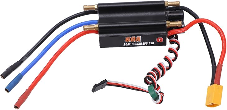 VGEBY RC Boat ESC, 60A Brushless Electronic Speed Controller with Plug BEC Switch