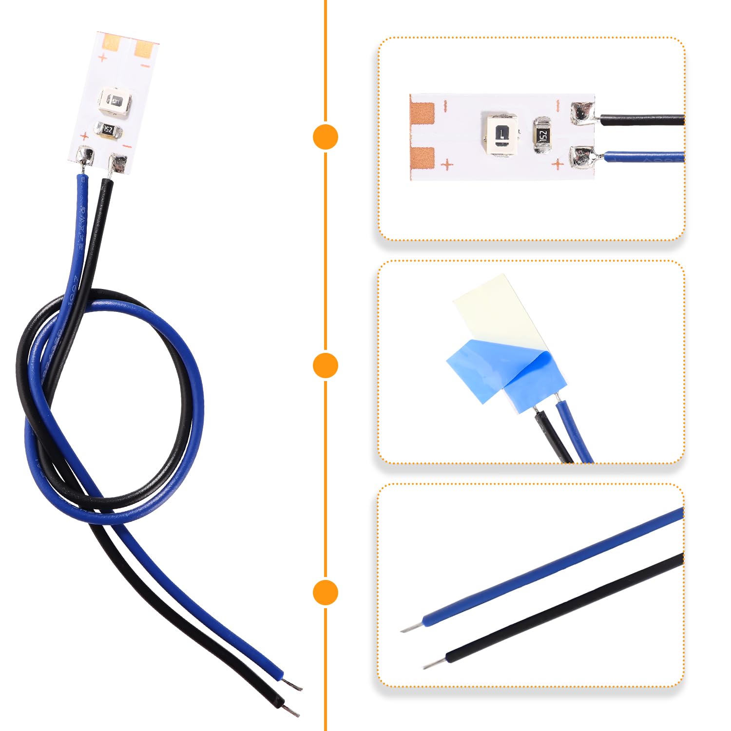 Lyeteung 15 PCS 17mm 12V - 18V Pre Wired Strip, 2835 SMD LED Model Railway LED Lighting, Blue, 17mm - 15pcs - Image 3