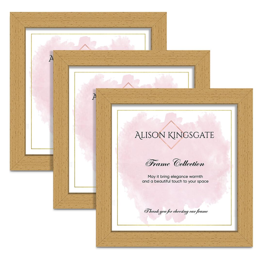 Alison Kingsgate 14X14 Country Pine Modern Photo Frames Pack of 3 - Engineered Wood Picture Frame with Perspex Front - Ideal for Certificates - Wall Mount or Tabletop - Multiple Sizes & Colors — image 1
