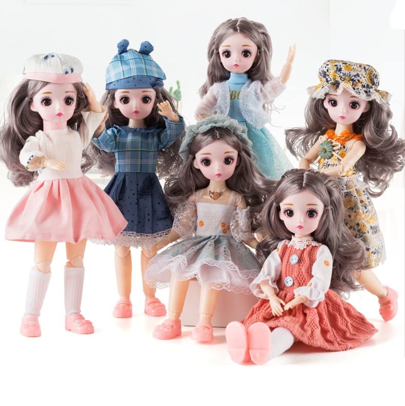 Image of DSR Doll (2 Piece Set ) Movable Joint Makeup Cute Girl Brown Eyes Fashionable Doll for Kid Girls (Movable Joint-Small Doll-30CM(Pack of 2))
