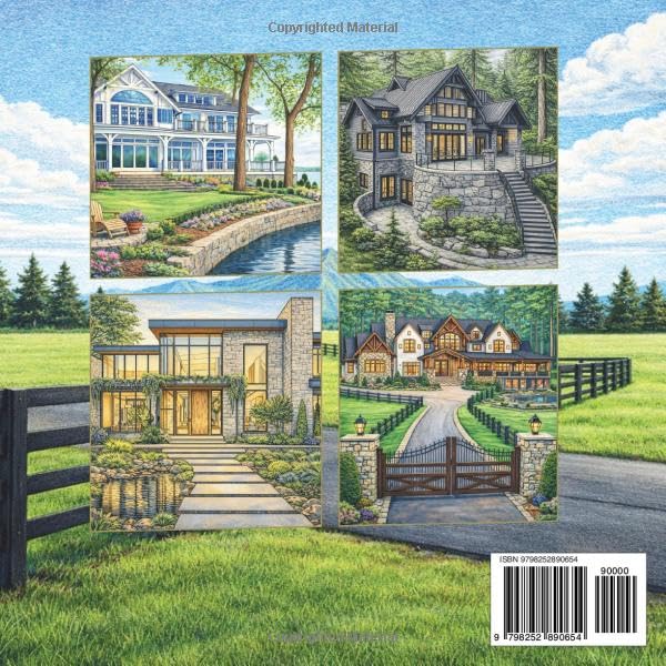 Luxury Mansions: A Coloring Book for Adults Featuring Luxury Homes, Grand Estates & Serene Landscapes image 3