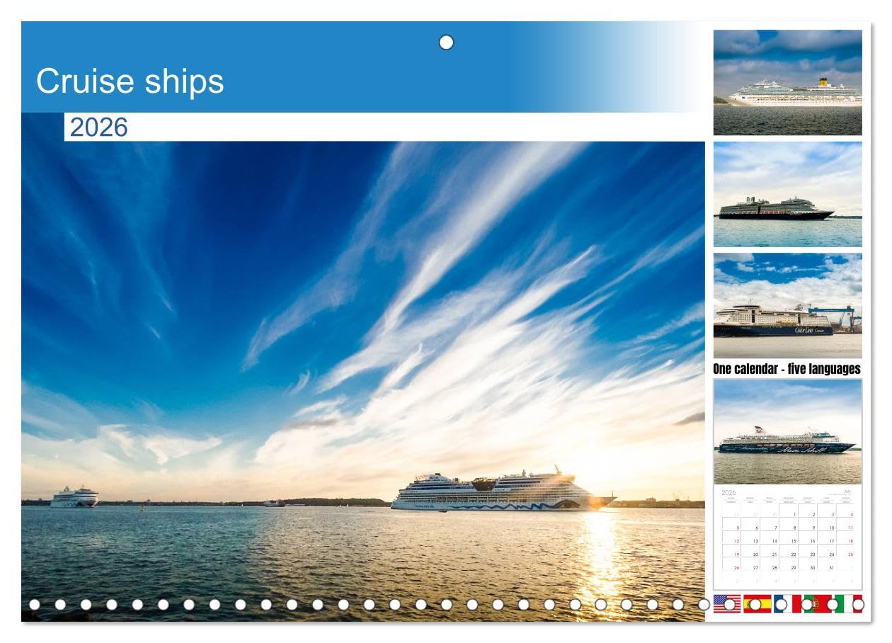 Cruise ships (Monthly Wall Calendar 2026 11.7" x 16.5" (open)), CALVENDO 14 Month Calendar