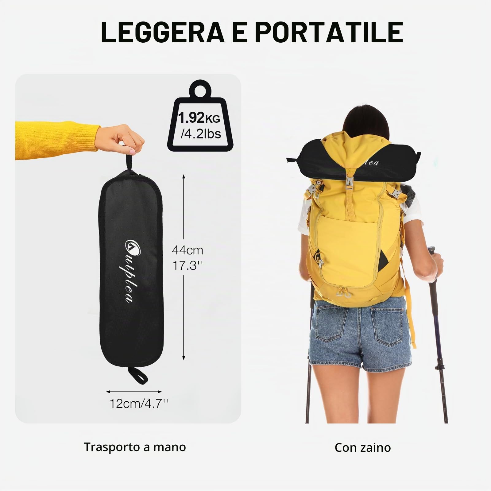 Sedie Campeggio Pieghevole con Schienale Alto, Sedia Spiaggia Leggera con Borsa da Trasporto, Sedia Pieghevole Compatta da Esterno Pesca Mare Giardino, Negro