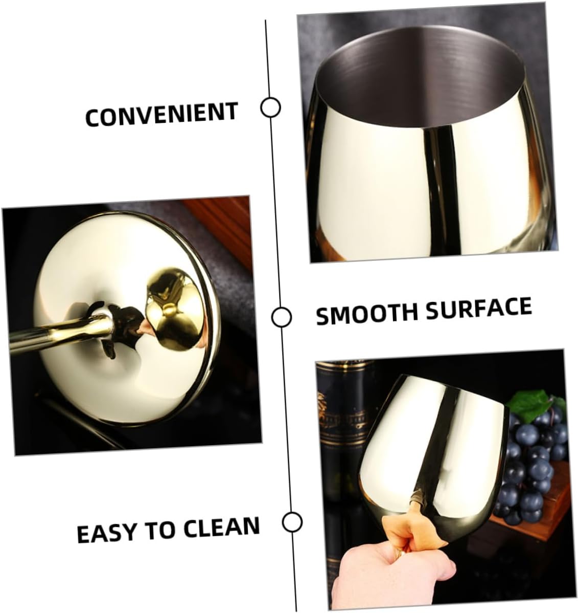 GLEAVI 2pcs Shatterproof Stainless Steel Wine Goblets Elegant Cocktail Cups for Home Bar and Stylish Drinkware for and More