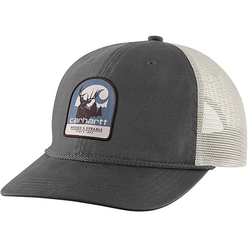 Carhartt Men's Canvas Mesh-Back Deer Patch Cap, Shadow, One Size