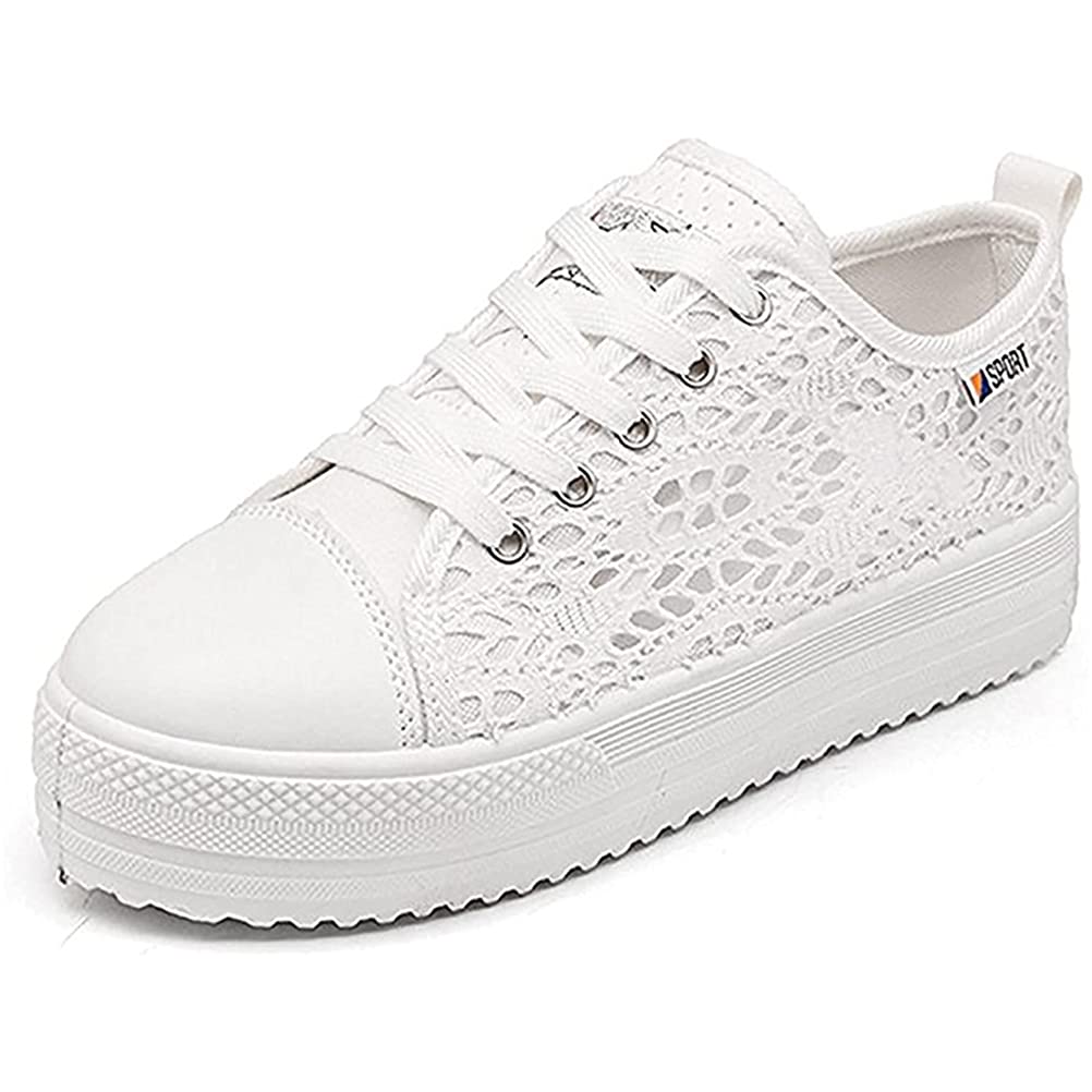 Scarpe di Tela da Donna Scarpe da Ginnastica a Piattaforma Lace Up Pumps Plimsolls Moda Sneakers Low Top Casual Canvas Scarpe da Tennis per Le Donne