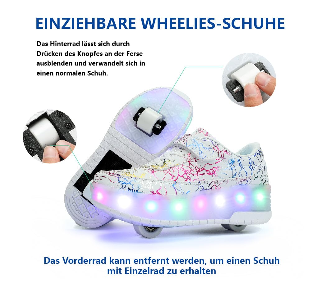 HUSKSWARE Pattini a rotelle, per Ragazzi e Ragazze, con 4 Ruote, Regolabili, con Ruote, Colore Nero, Bianco,Rosa 28-40 EU