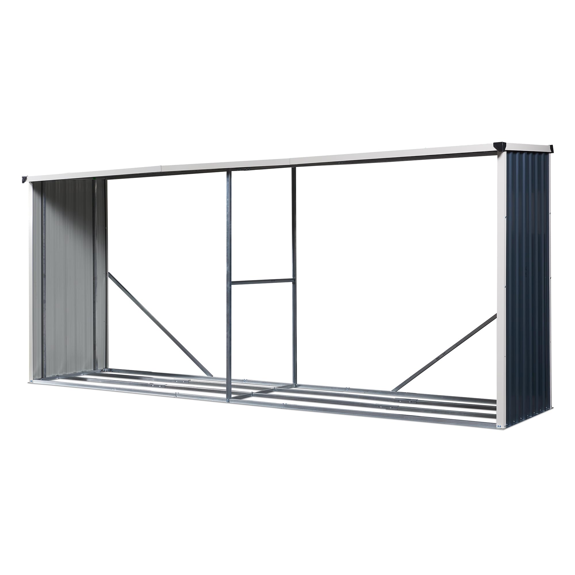 Portalegna da Esterno 352x80x152 cm Antracite Struttura in Acciaio Tettuccio Deposito Legna da Ardere