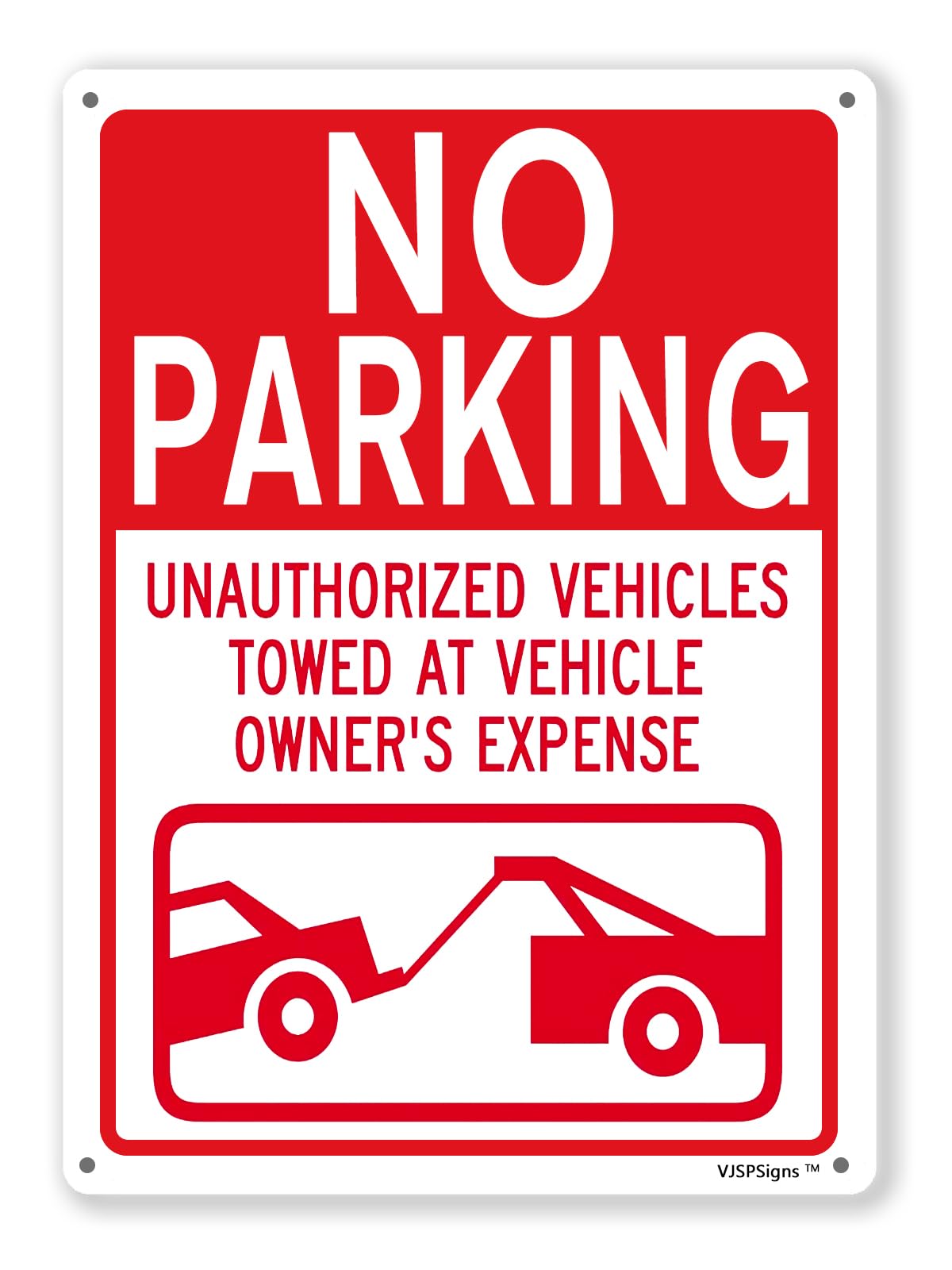 peiyeety No Parking Unauthorized Vehicles Towed At Vehicle Owner's Expense Sign,Street Warning Sign, 12"X16" Metal Aluminum Sign