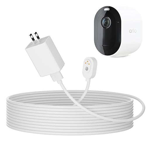 Cable de carga de 16 pies con adaptador para Arlo Ultra & Ultra 2 & Pro 3 & Pro 4 & Pro 3 & Pro 3 & Arlo Go 2 Puerto de conexión magnética para