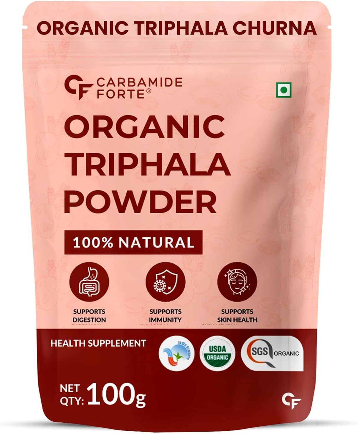 Carbamide Forte Triphala Churna Powder 100% Organic | Triphala Powder Organic With Swarna Amalaki, Haritaki, and Bibhitaki | Trifala Powder - 100g