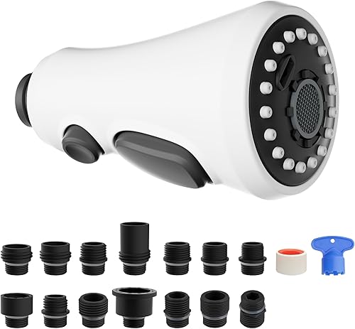 Cabezal rociador desplegable para grifo de cocina, boquilla rociadora de fregadero de cocina de 3 funciones con 10 adaptadores, repuesto de cabezal