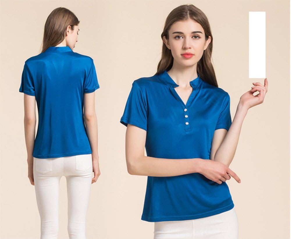 [KEIMI] （ケイミ） 100％シルク 絹 ポロシャツ 半袖 レディース Tシャツ カットソー無地 シンプル 吸湿速乾 冷え取り