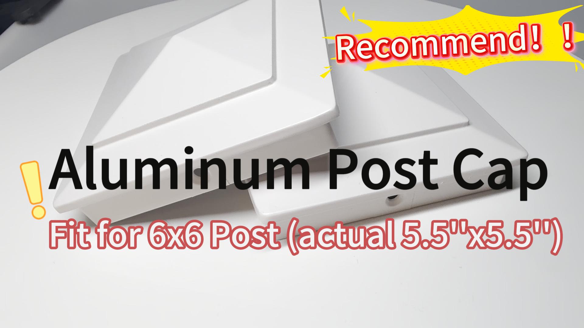Image of 8 Pack Pyramid Aluminum Post Caps for 6x6 Wood Posts (Actual 5.5 inch x 5.5 inch) ，Durable Powder-Coated White Post Caps for Decks, Patios, Fences, Weather-Resistant, Rust-Proof PC66