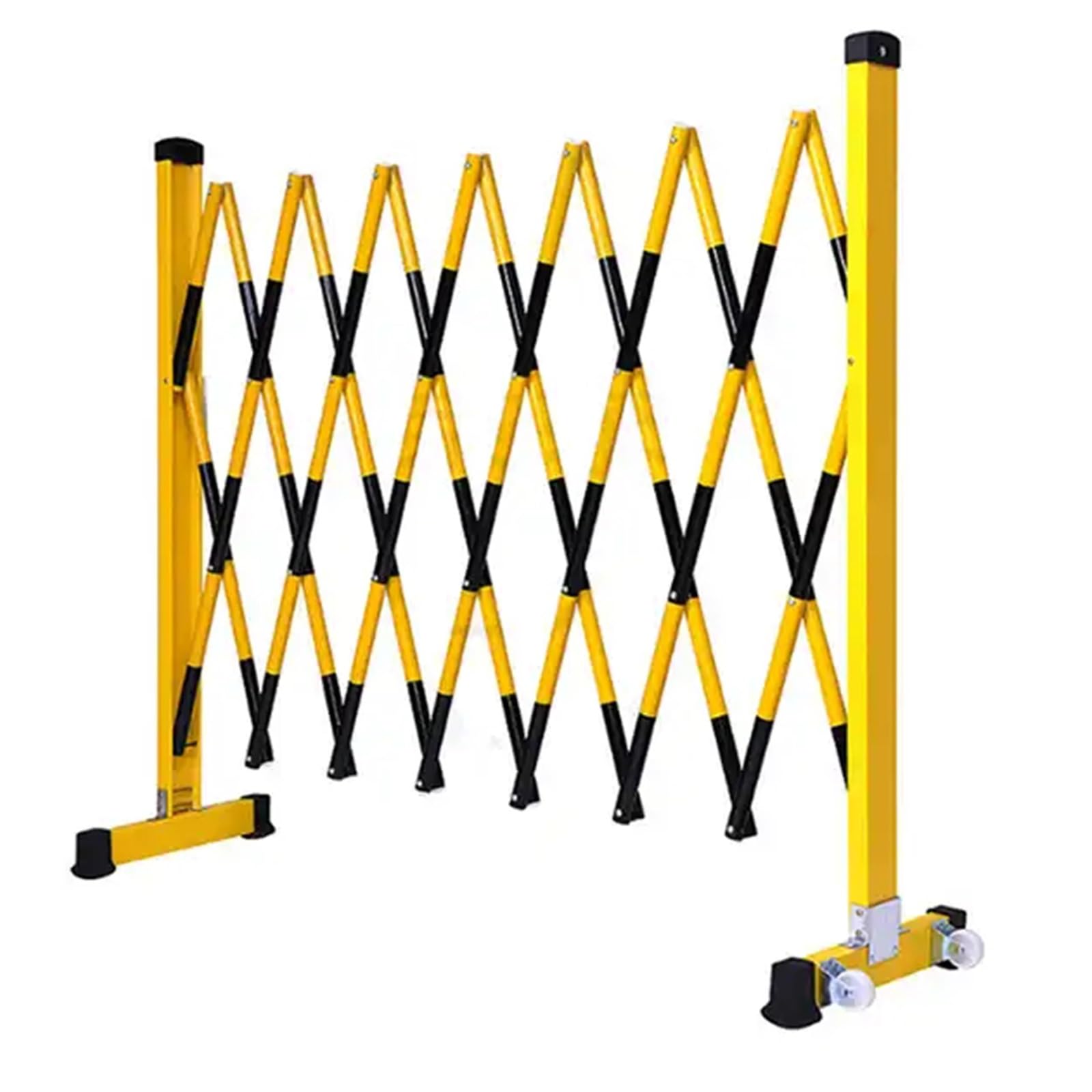 ASerZenith Expandable Mobile Barrier Traffic Fence, Portable Retractable Traffic Fence Barricade Mobile Safety Barrier Gate Steel Safety Barricade With Casters,Noir-1.2X5M