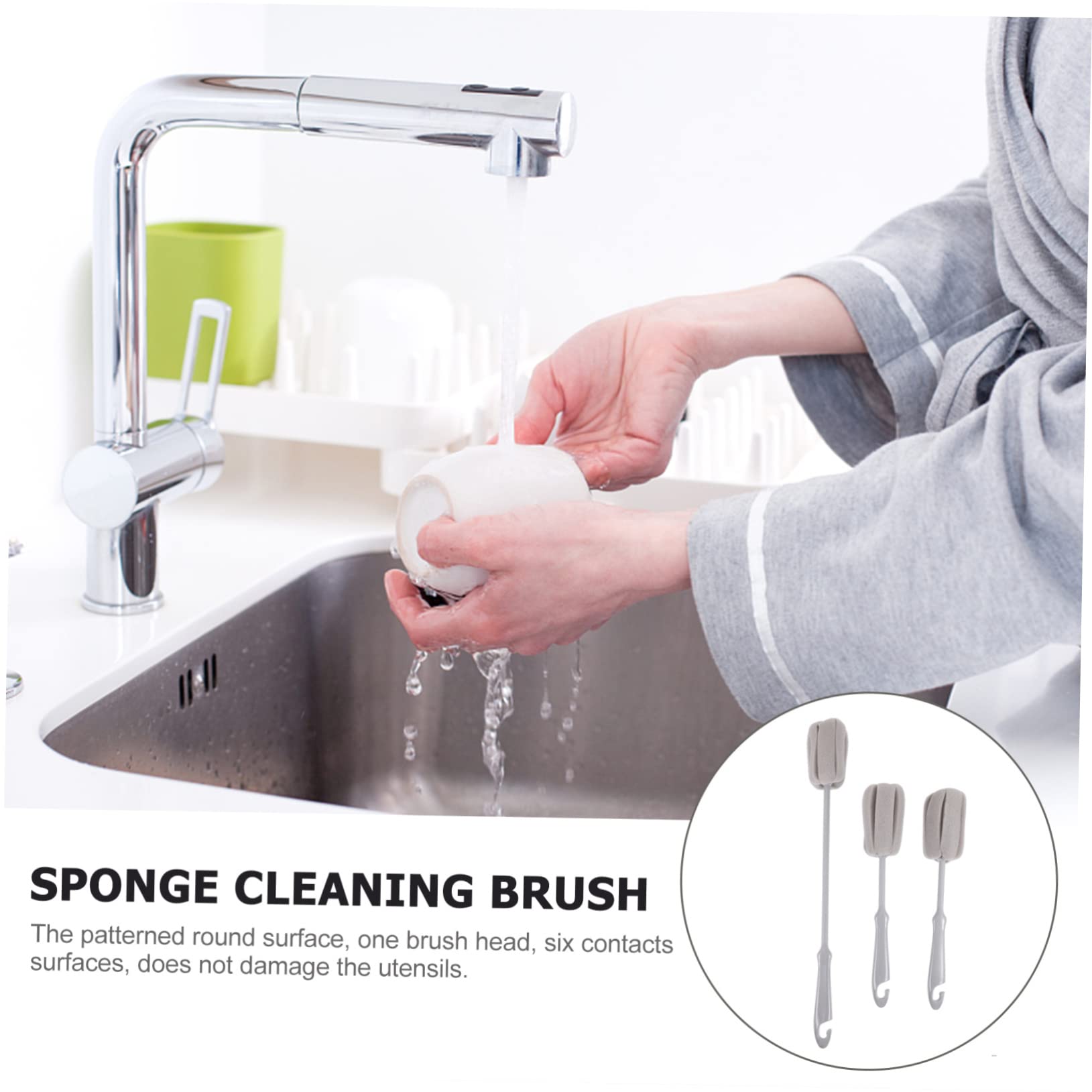FOMIYES 3pcs Cup Brush Tube Cleaning Brush Bottle Brush Cleaner Cup Cleaning Brush Pan Scrubber Hair Brush Cleaner Long Handle Sponge Brush Scrub Brush Pan Cleaner Sponge Cup Pp Glass