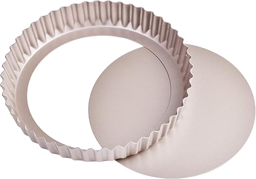 Bakeley Sartén redonda antiadherente de 8 pulgadas con parte inferior suelta extraíble, sartén para quiche para hornear al horno