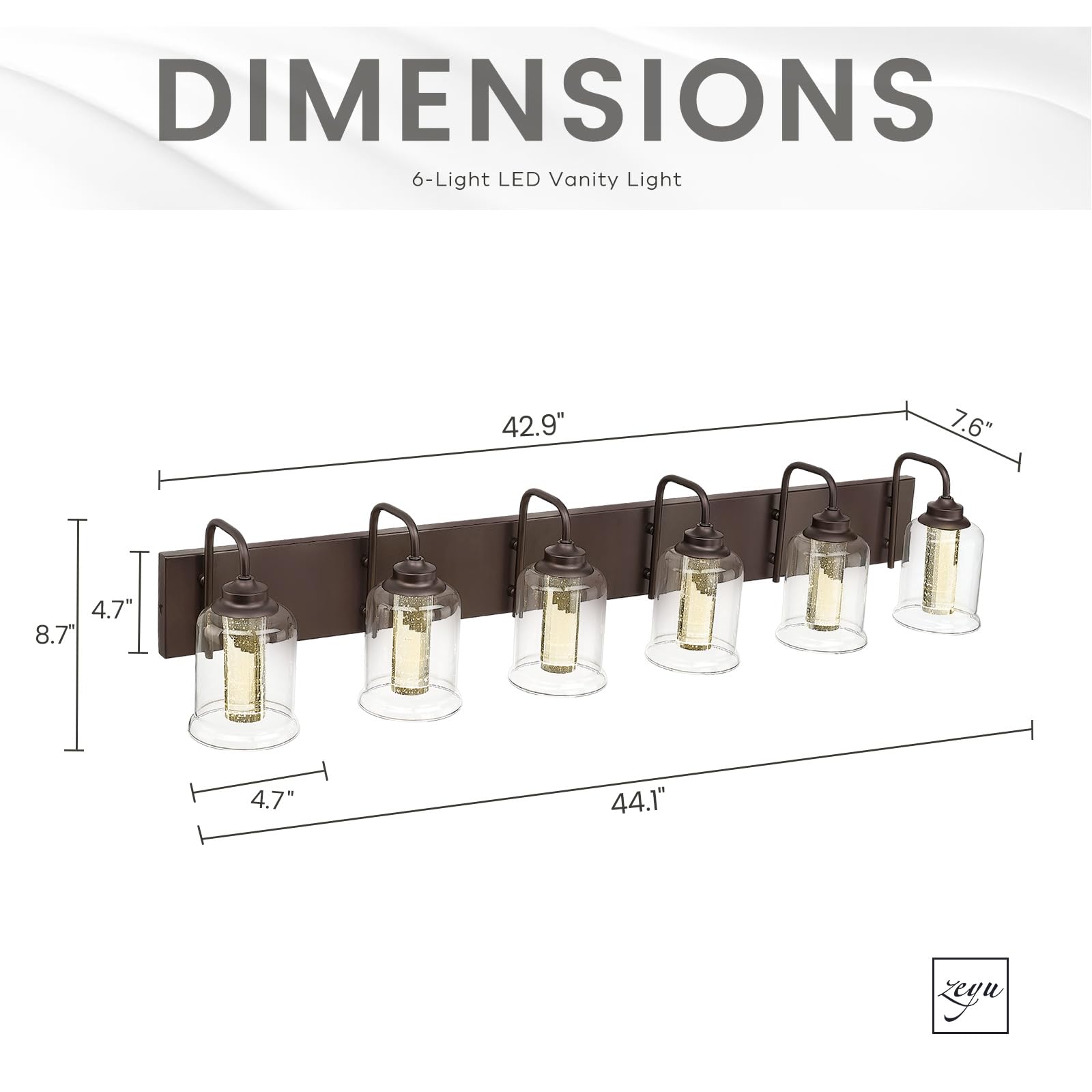 ゆゆ zeyu 40W 6 Light Bathroom Light Fixtures, 44 Inch LED Vanity