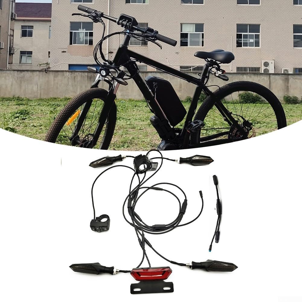 Kit d'éclairage LED pour vélo électrique, avec feux avant et arrière, clignotants et clignotants de frein, pour vélos électriques et tricycles 36 V/48 V/52 V pour améliorer la route