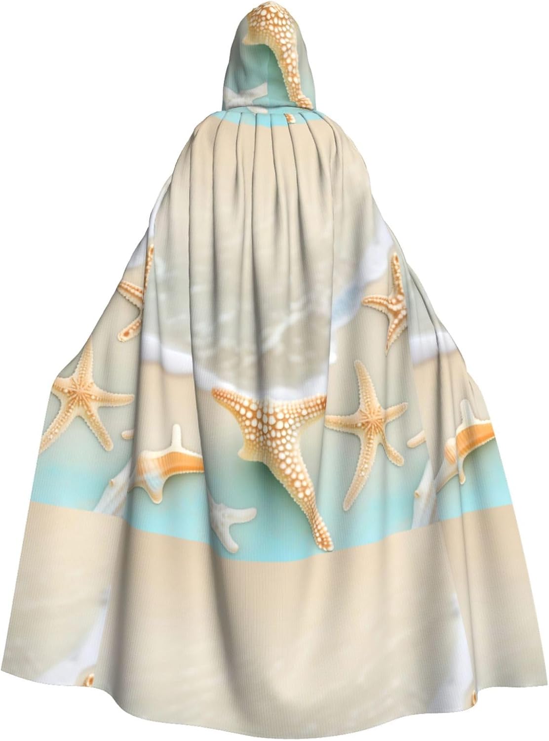 Beach Starfish Men Women Halloween Role Play Party Decoration Hooded Poncho Black