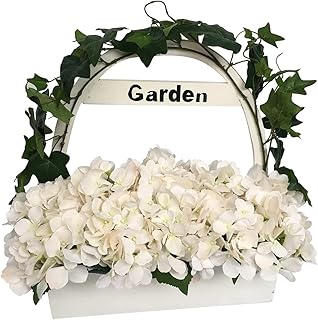 Jeco 16.5" Hydrangea with Wooden Pot - White