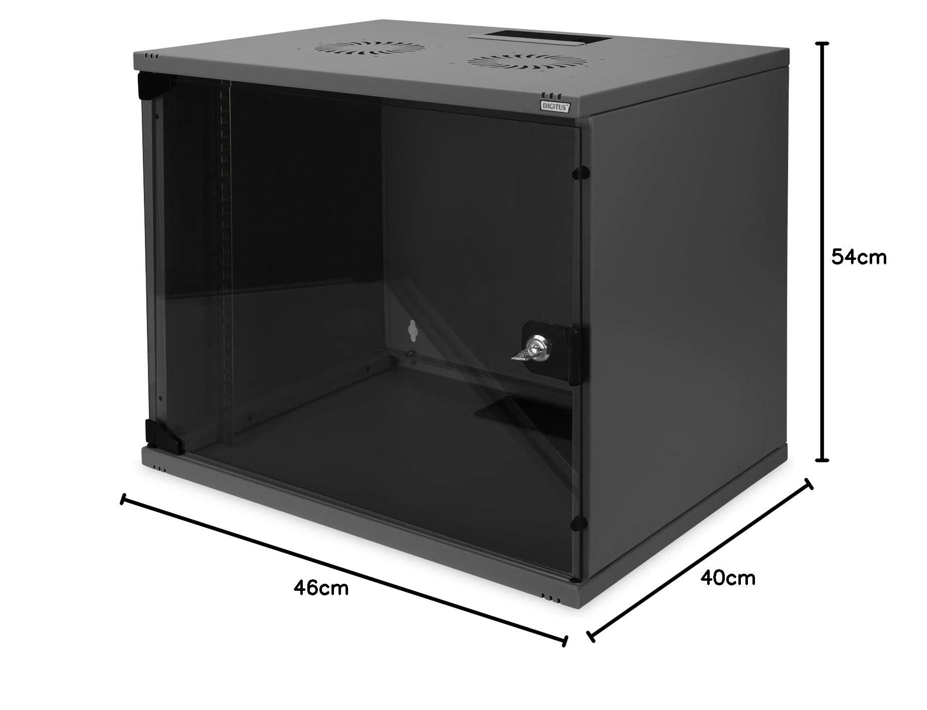 DIGITUS Armadio di rete 19" 9 U montaggio a parete 400 mm 60 kg porta in vetro nero