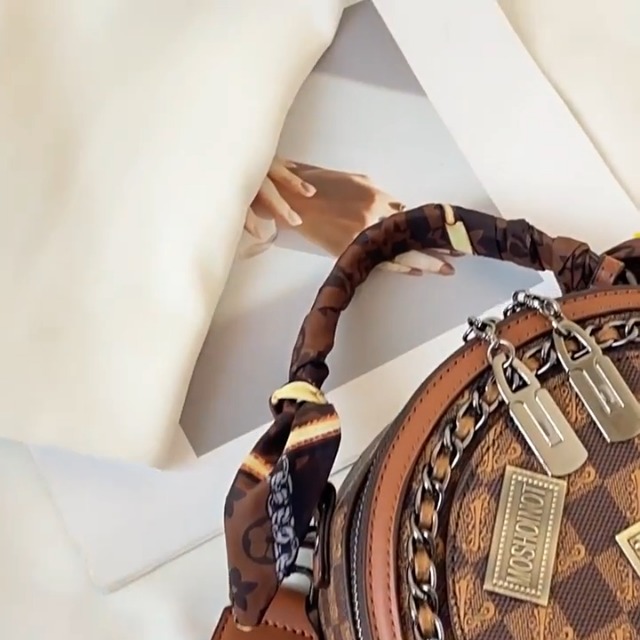 Bolso vintage redondo para mujer, cartera cruzada grande miniatura 7