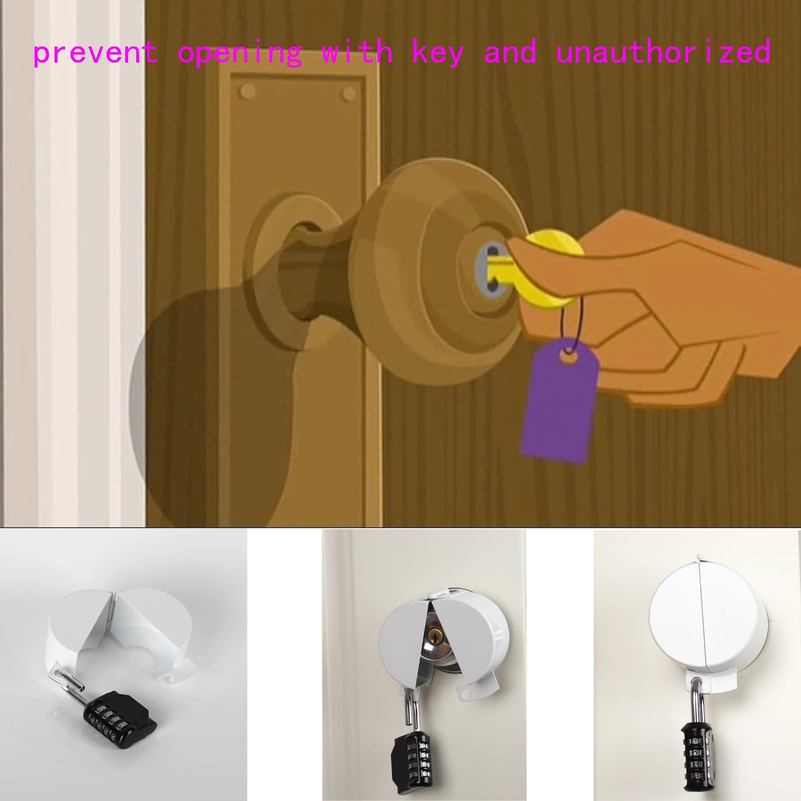 Snapklik.com : Door Knob Lock Out Device, Metallic WhiteWithout Drilling