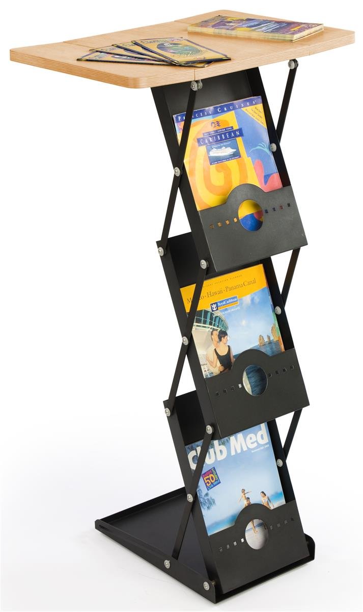 Portable Table with Folding Design Has (3) Built-in Literature Pockets, Includes a Hard Carry Case