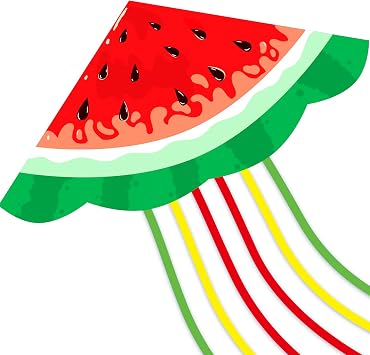 Watermelon Kite 55 x 28 ,Easy to Fly for Kids & Adults,Best Choice for Beginner, Each Kite with Handle, Line & Accessories,Perfect for Beach & Family Outdoor Activities