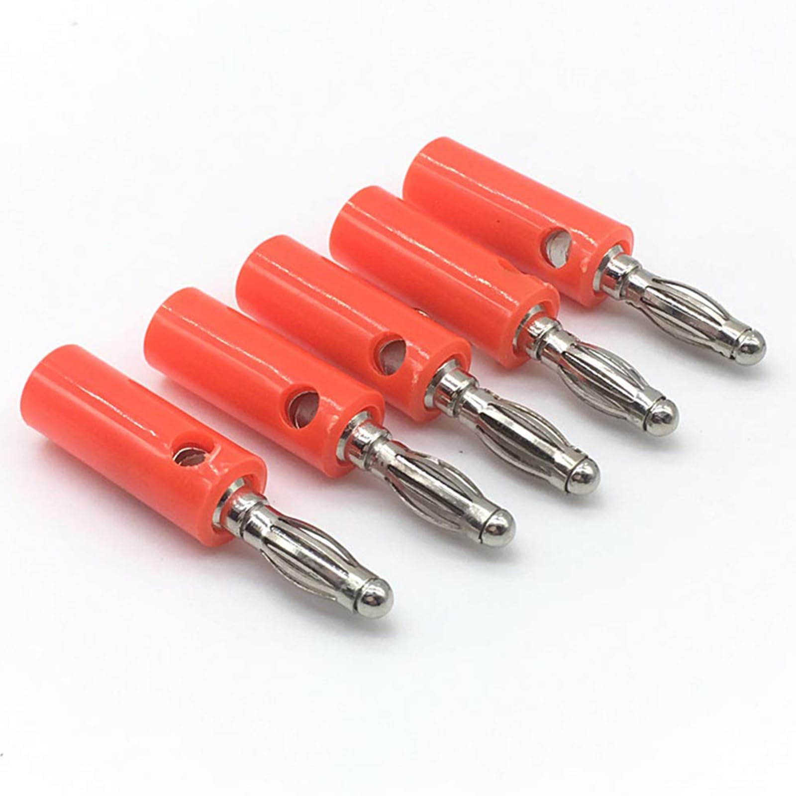 Lot de 10 fiches bananes de 4 mm - Noir et rouge - Connecteurs pour haut-parleurs audio, amplificateur