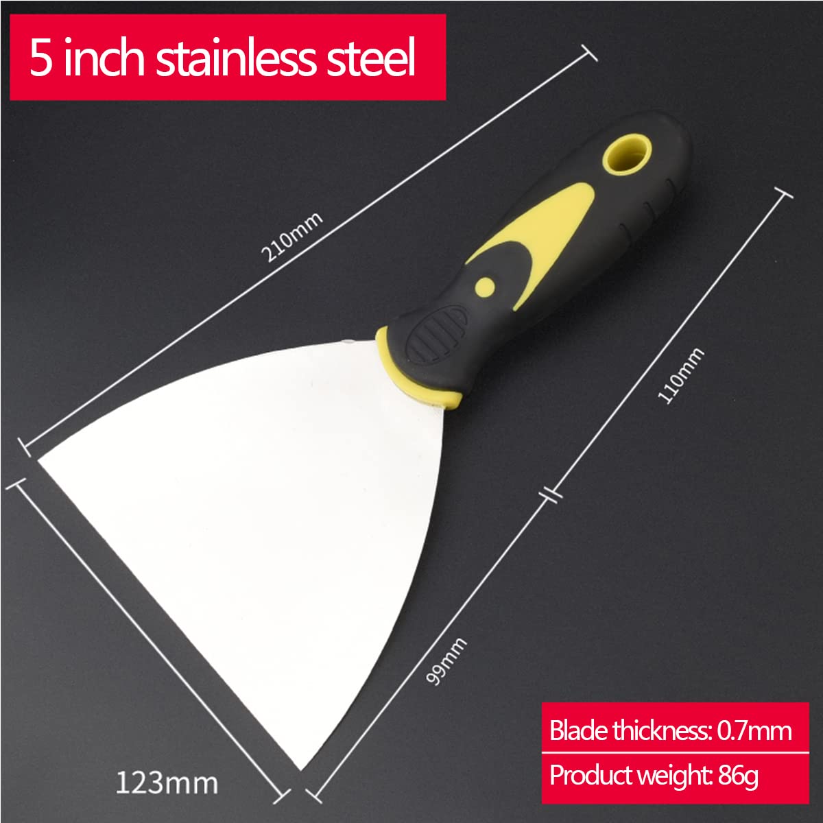 Espátula for masilla, espátula for pintura y raspador de pared, mango ergonómico cómodo, perfecto for esparcir raspado de paredes, pisos, azulejos, más, 5 pulgadas (Size : 5inch)