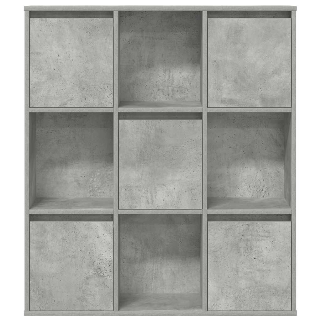 Regał na książki, szary beton, 89 x 24 x 101,5 cm, materiał drewnopochodny, z drzwiami, uniwersalny organizer Cube do biura, salonu, przechowywania
