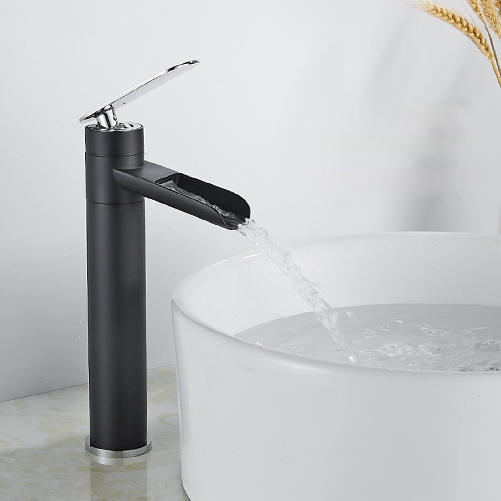 ANVLOJRIH Bathroom Sink Taps Basin Mixer Tap Bathroom Faucets Mixer Chrome+Black Hot and Cold