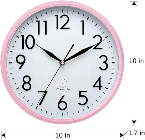 Miniatura 6 de Reloj de pared silencioso Dreamsky sin tictac cara de 10 pulgadas de largo con excelente marco azul marino y cubierta de vidrio resistente al polvo