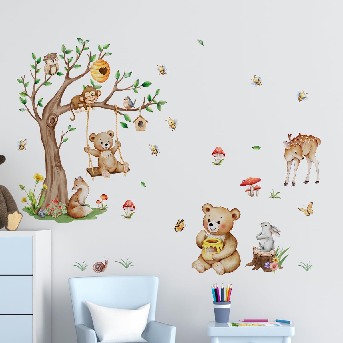 Calcomanías De Pared De 52.51 X 23.62 Pulgadas, Diseño De Animales De  Selva, Selva, Safari, Elefante, León, Mono, Para Guardería, Sala De Juegos,  Dormitorio, Aula, Jardín De Infantes, image size:1200x1200