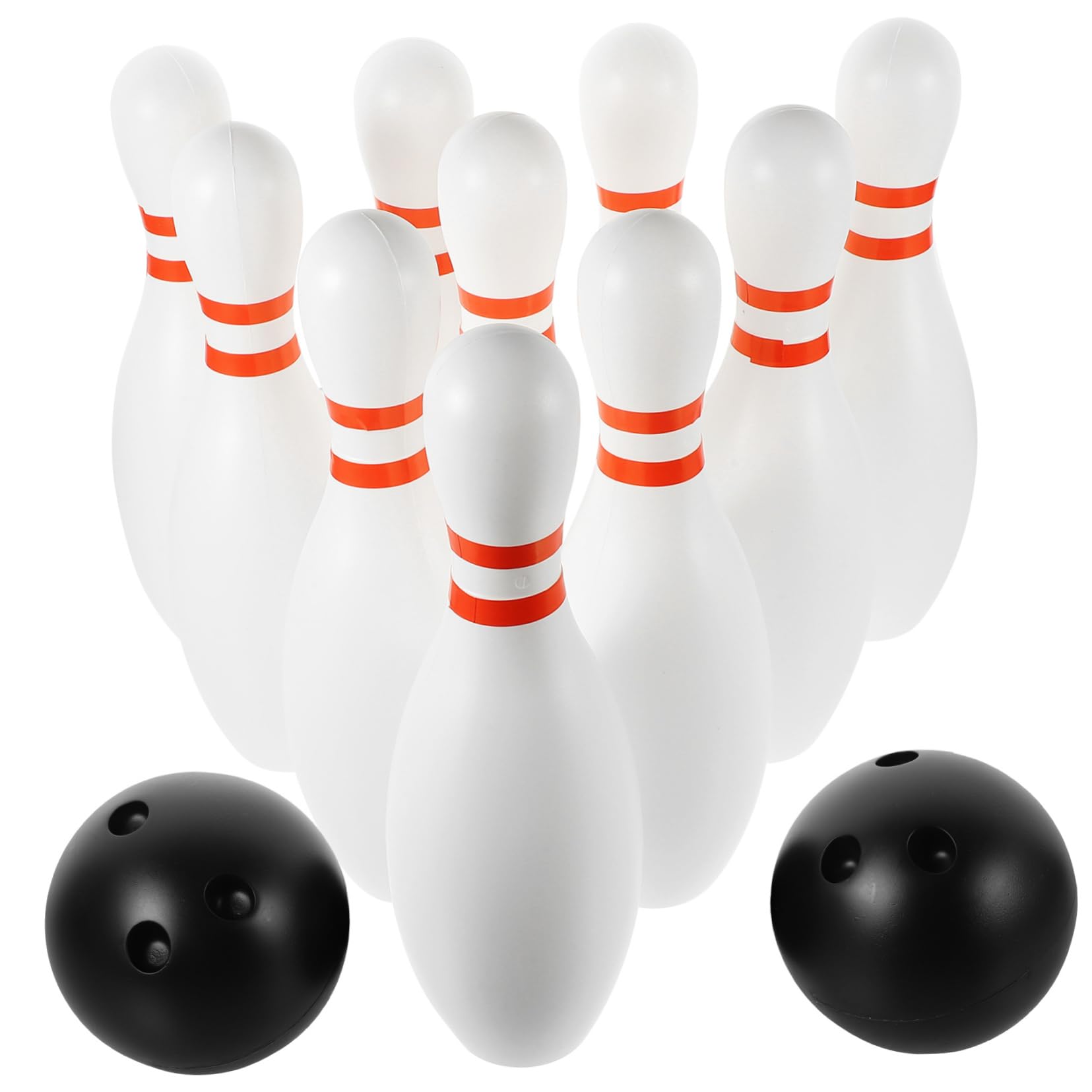 GALPADA 12Pcs Large Bowling Jumbo Outdoor Sports for Includes White Bowling Pins Random Color Balls for Play Activities