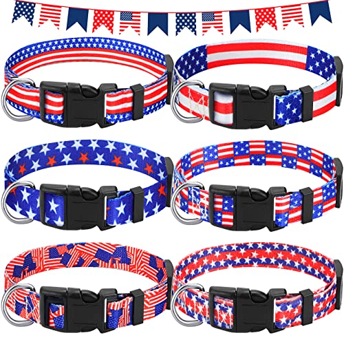 The Patriotic Dog Collar 15 6 Pcs Independence Day Dog Collars American Flag Print Dog ...