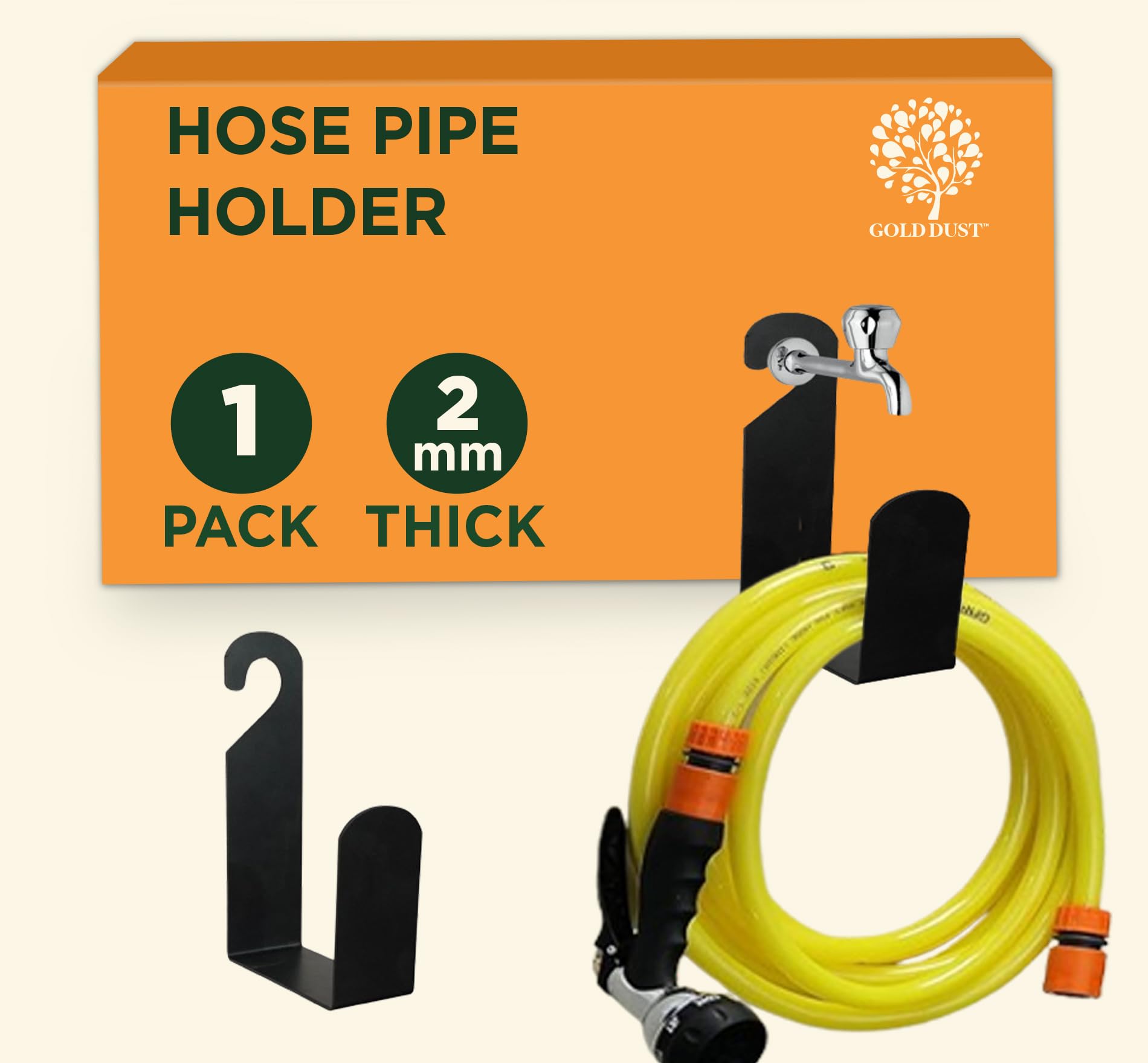 GOLD DUST Hose Pipe Holder, Water Pipe Holder, Black Pipe Holder Wall Mount, Garden Hose Pipe Holder, Hose Pipe Clamp, Garden Accessories, Hose Hanger, Metal Pipe Hanger- 1 Pc (B0CWFFZQDV) Amazon Price History, Amazon Price Tracker
