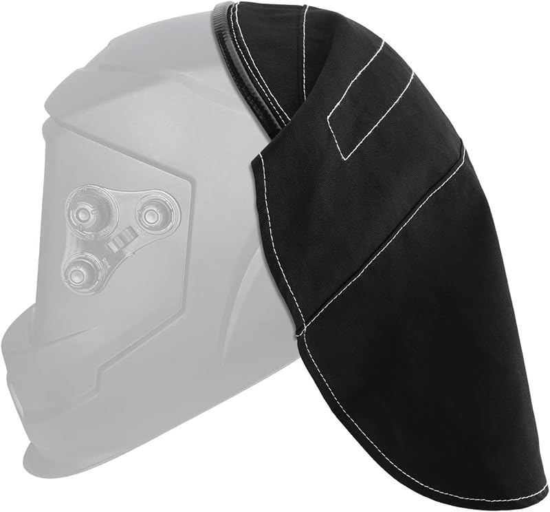 ‌Welding Helmet Cover, Welding Hood Accessories - Extended FR Cotton Rear Cover with Press Fit Seal, Full Protection for Neck & Helmet