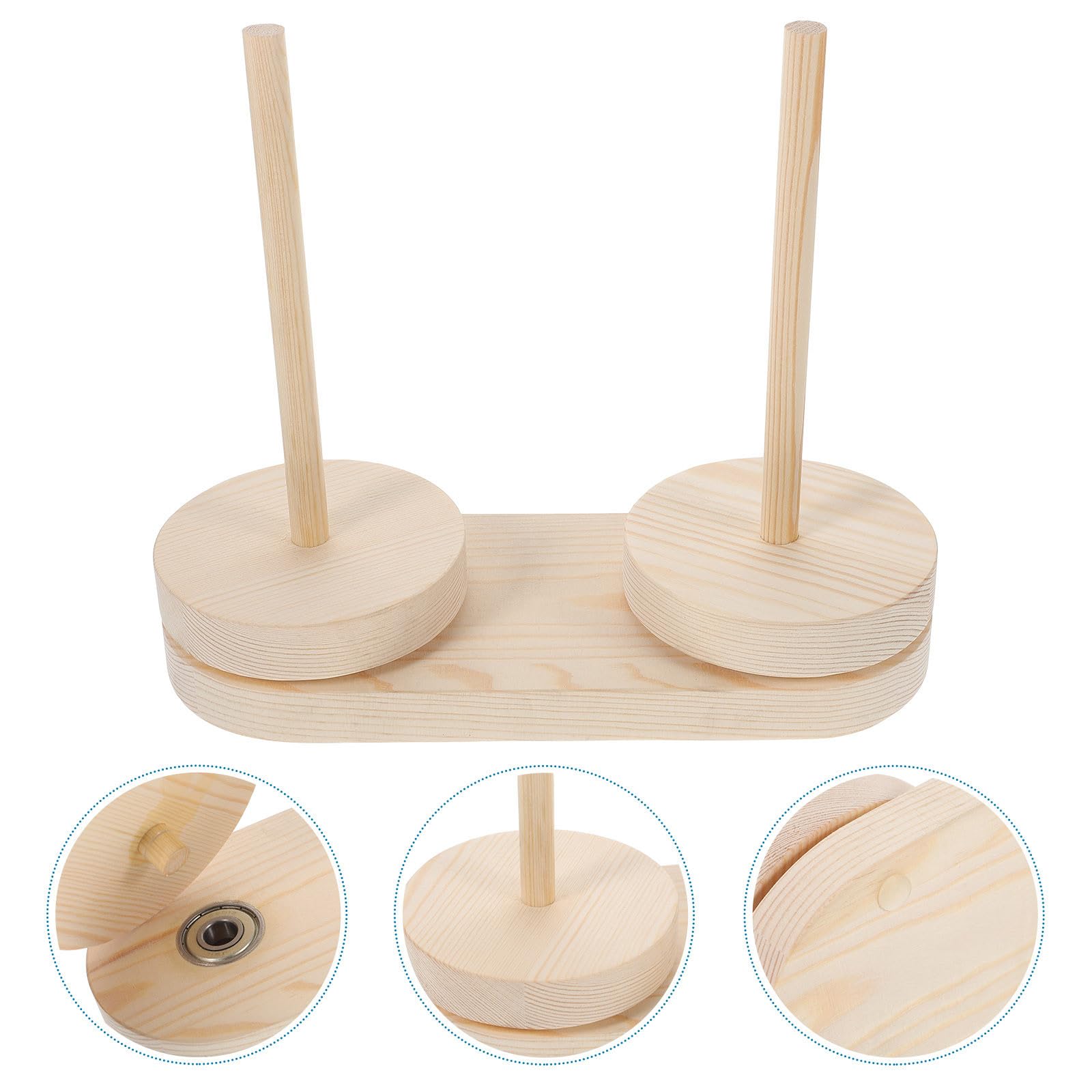 SHINEOFI Porta Filati in Legno Beige Rotante per Ricamo e Cucito Domestico